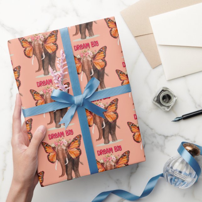 Dream Big Like An Elephant Inspirational Wrapping Paper (Gifting)
