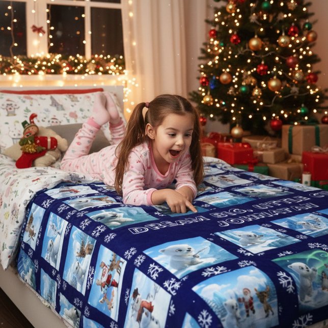 Dream Big, Little Cub Custom Name Polar Bear Fleece Blanket (Creator Uploaded)