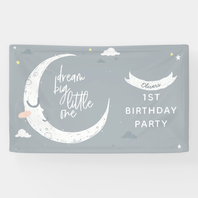 Dream big little one 1st birthday party banner (Horizontal)
