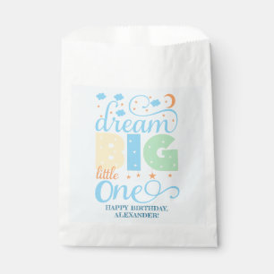 Dream Big Little One Blue Baby Boy 1st Birthday Favour Bags
