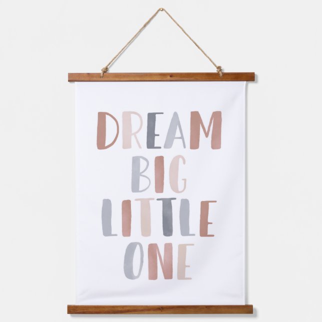 Dream Big Little One Boho Kids Room Decor Hanging Tapestry (Front)