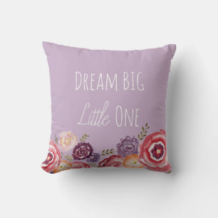 Dream Big Little One Flower Purple Throw Pillow