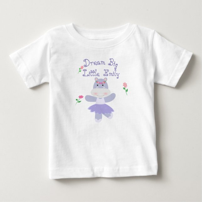 Dream Big little one Purple Hippo Ballerina Baby T-Shirt (Front)