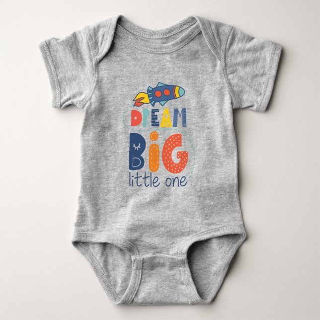 Dream Big Little One Rocket Baby Bodysuit (Front)