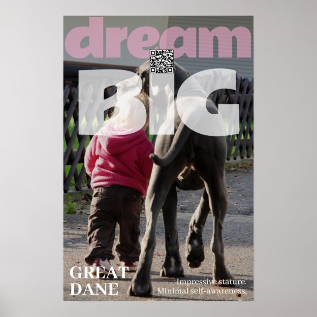 Dream Big Little, with your Great Dane  Poster (Front)