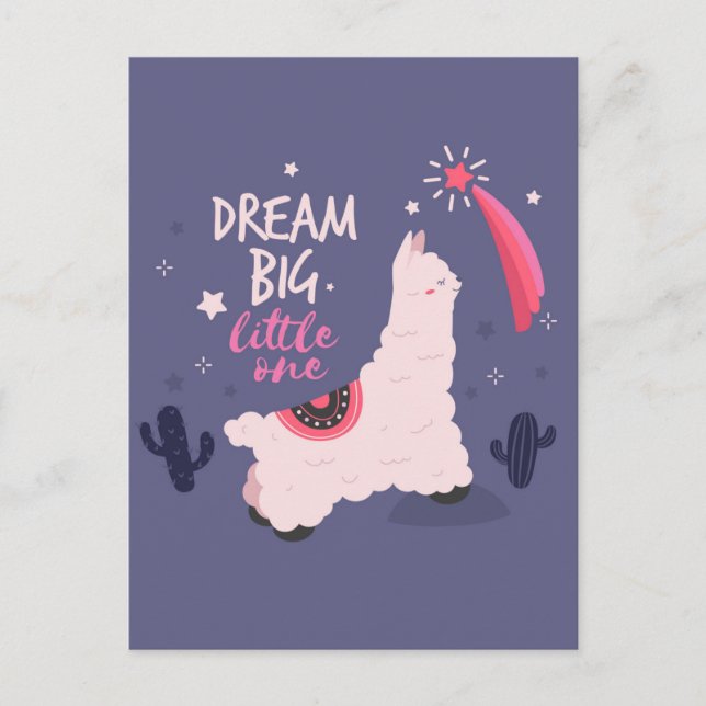 Dream Big Llama Postcard (Front)