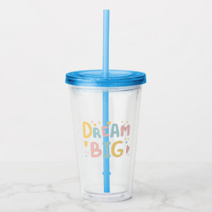 Dream Big Pastel Hearts Acrylic Tumbler