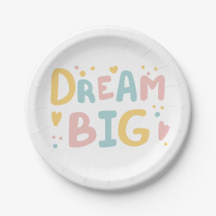 Dream Big Pastel Hearts Paper Plate