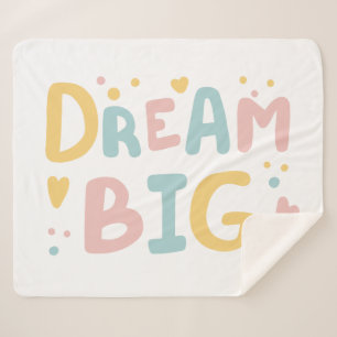 Dream Big Pastel Hearts Sherpa Blanket