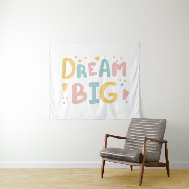 Dream Big Pastel Hearts Tapestry (In Situ (Horizontal))