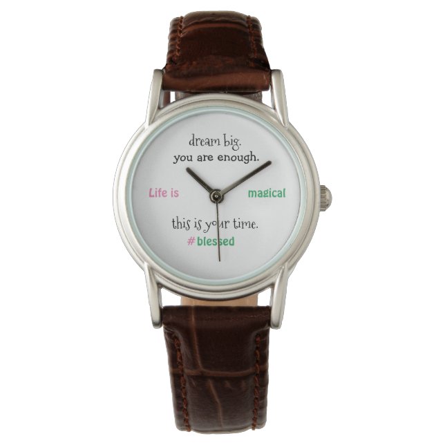 dream big (pink & green) women's watch (Front)