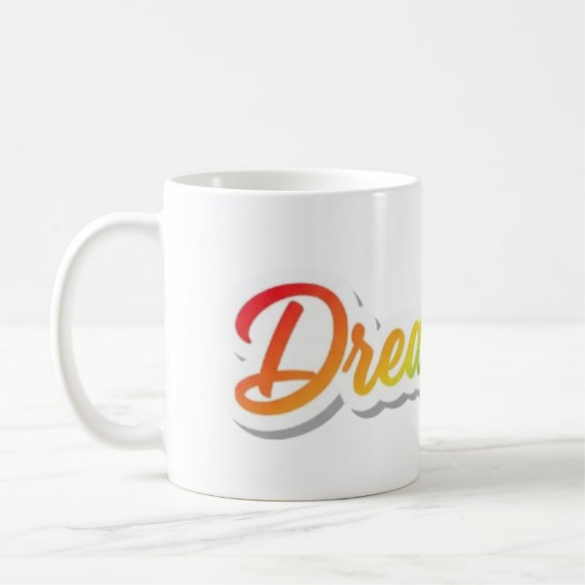 Dream Big Rainbow Typography Motivational Design Coffee Mug (Left)
