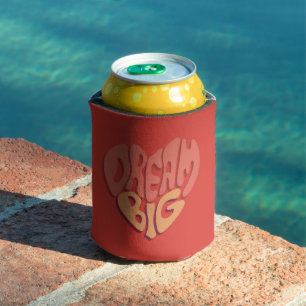Dream Big: Red Heart Powerful Slogan Can Cooler
