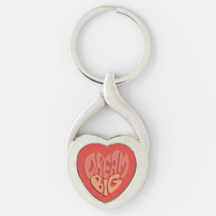 Dream Big: Red Heart Powerful Slogan Key Ring