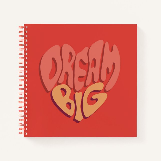 Dream Big: Red Heart Powerful Slogan Notebook (Front)