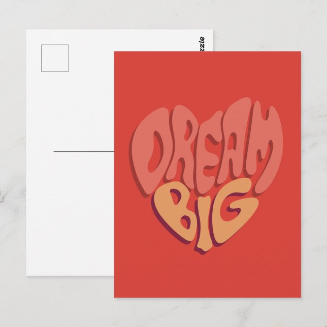 Dream Big: Red Heart Powerful Slogan Postcard (Front/Back)