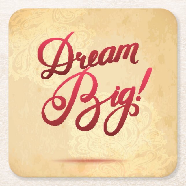 Dream Big Red Square Paper Coaster (Front)
