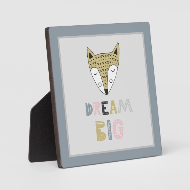 Dream Big Scandinavian Fox Kids Room  Plaque (Front)