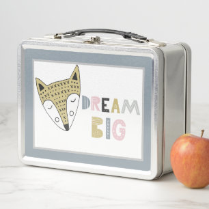 Dream Big Scandinavian Fox Metal Lunch Box