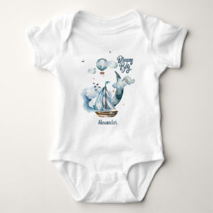 Dream Big Ship in the ocean Customizable Baby Bodysuit