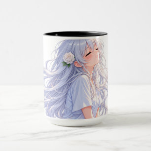 Dream Big Silver Hair Anime Girl Mug