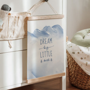 Dream Big Winter Mountain Nursery Room Decor Hanging Tapestry