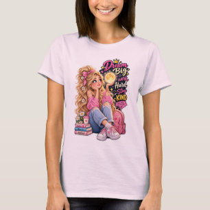 Dream Big Work Hard Stay Kind Blonde Girl Moon Ins T-Shirt