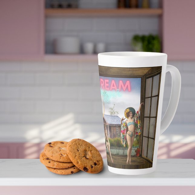 Dream Bigger Altered Art Vintage Dancers  Latte Mug (Creator Uploaded)