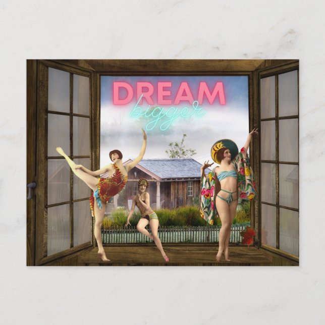 Dream Bigger Altered Art Vintage Dancers Postcard (Front)