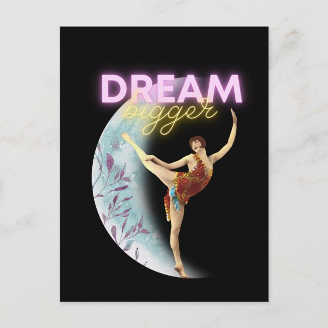 Dream Bigger Vintage Ballet Dancer Postcard (Front)