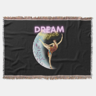 Dream Bigger Vintage Ballet Dancer  Throw Blanket