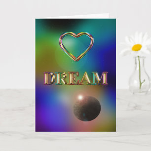 Dream blank greeting card cosmos rainbow heart