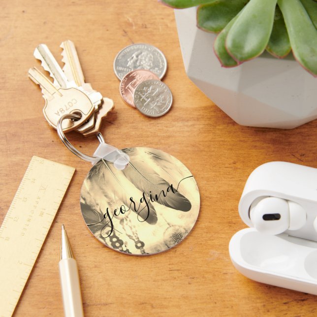 Dream Boho Bohemian Style Dreamcatcher Feathers  Key Ring (Desk)