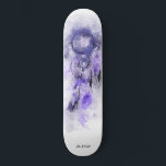 *~* Dream Boho Catcher Sacred Tribal Shamanic  Skateboard<br><div class="desc">* Western BOHO American Watercolor Abstract Dream Catcher Journey with lovely Feathers as a Shamanic symbol for a Native American Spiritual Healer or BOHEMIAM design. * . *** The colours are mostly PURPLE LAVENDER , on WHITE. This spirit based esoteric popular boho creative abstract modern dreamcatcher and feathers design will...</div>