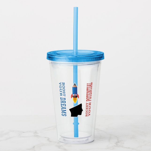 Dream Booster and Potential Rocket Acrylic Tumbler (Front)