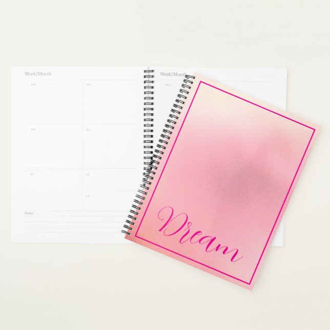 "Dream" Bright Pink Letter Gradient Pink  Planner (Display)