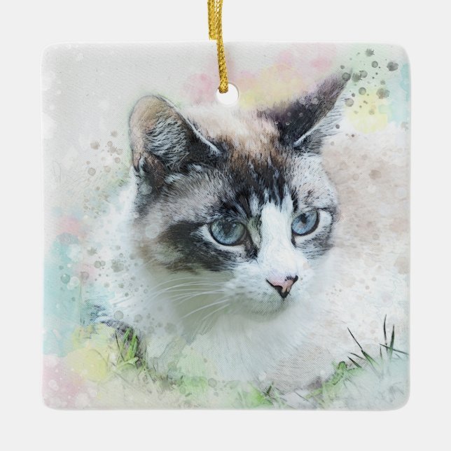 dream cat porcelain ornament (Front)