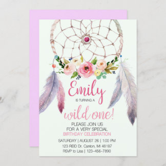 Dream Catcher 1st Birthday Invitation