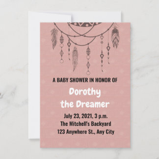 Dream catcher baby shower invitation