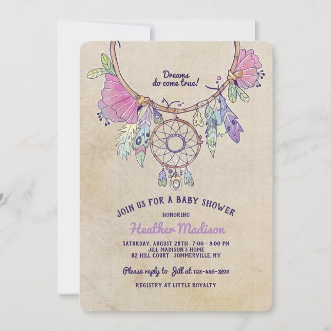 Dream Catcher Baby Shower Invitation (Front)