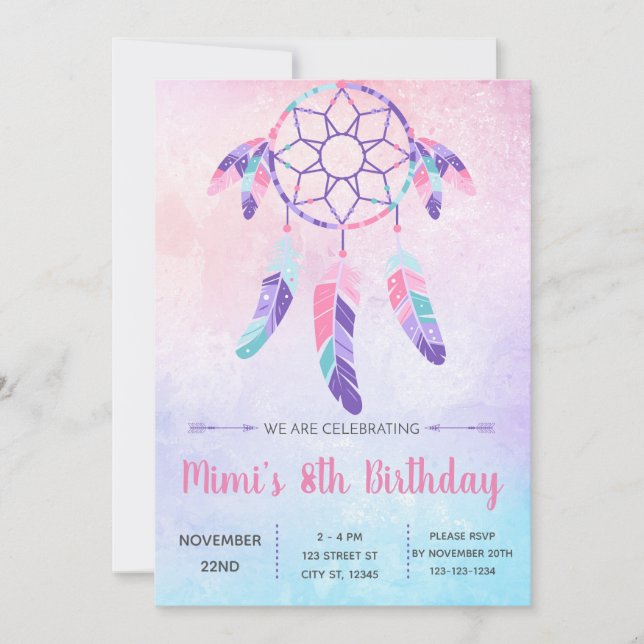 Dream Catcher Birthday Invitation (Front)