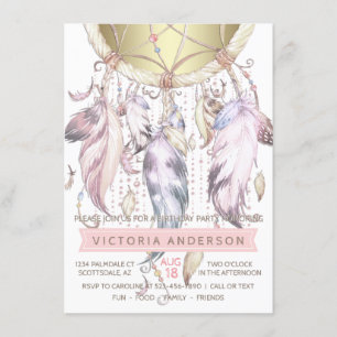 Dream Catcher Birthday Party Invitations