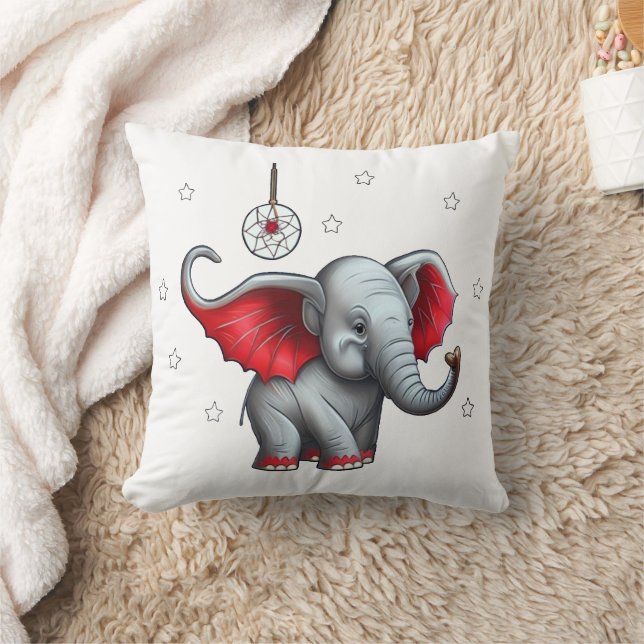 Dream Catcher Cute Baby Elephant. Transparent Back Cushion (Blanket)