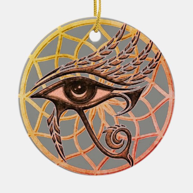 Dream Catcher Eye Of Horus Ceramic Tree Decoration (Front)