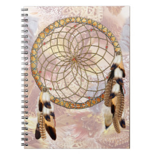 Dream-catcher feathers & red-beads notebook