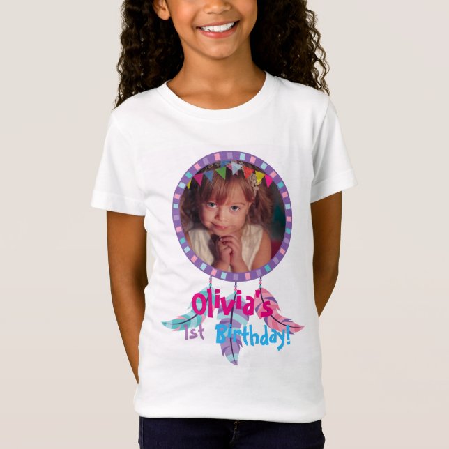Dream catcher Photo Bohemian Birthday party girls T-Shirt (Front)
