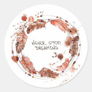 Dream catcher printed classic round sticker