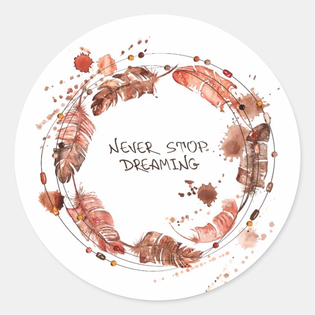 Dream catcher printed  classic round sticker (Front)