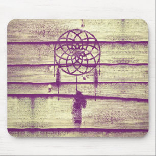 Dream Catcher Purple Wood Mouse Pad