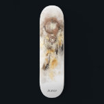 *~* Dream Catcher Sacred Boho Tribal Shamanic Skateboard<br><div class="desc">* Western BOHO American Watercolor Abstract Dream Catcher Journey with lovely Feathers as a Shamanic symbol for a Native American Spiritual Healer or BOHEMIAM design. * . *** The colours are mostly SOFT EGGPLANT AND PEACH on WHITE. This spirit based esoteric popular boho creative abstract modern dreamcatcher and feathers design...</div>